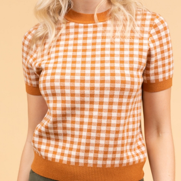 Gilli clothing Tops Short Sleeve Gingham Sweater Poshmark